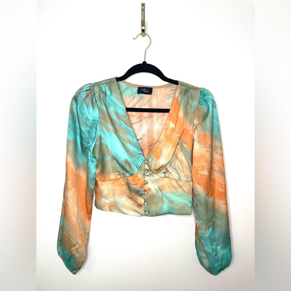 3 for 20 MILK & HONEY‎ Boho Cropped Long Sleeve Button Up Blouse | Small